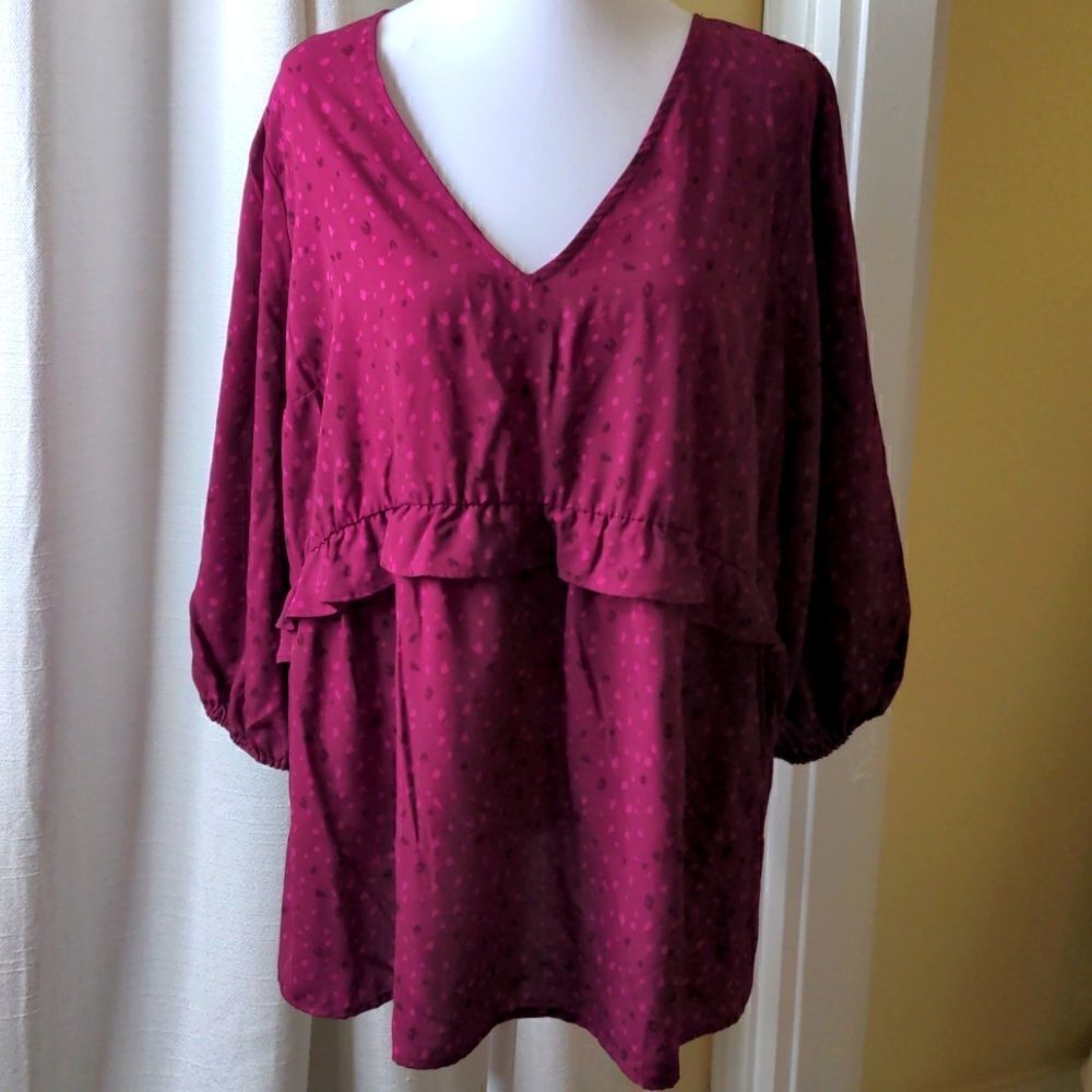 Isabel Maternity L + XXL Purple V Neck Blouse, NEW
